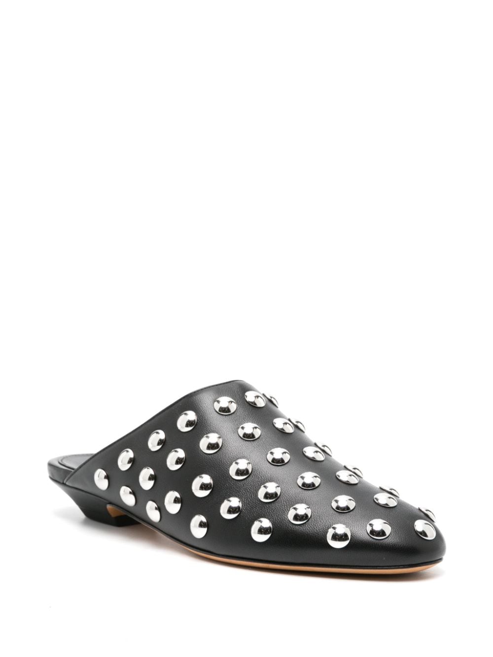 KHAITE Studded Leather Flats for Women with Mirrored Embellishments and Low Stacked Heels