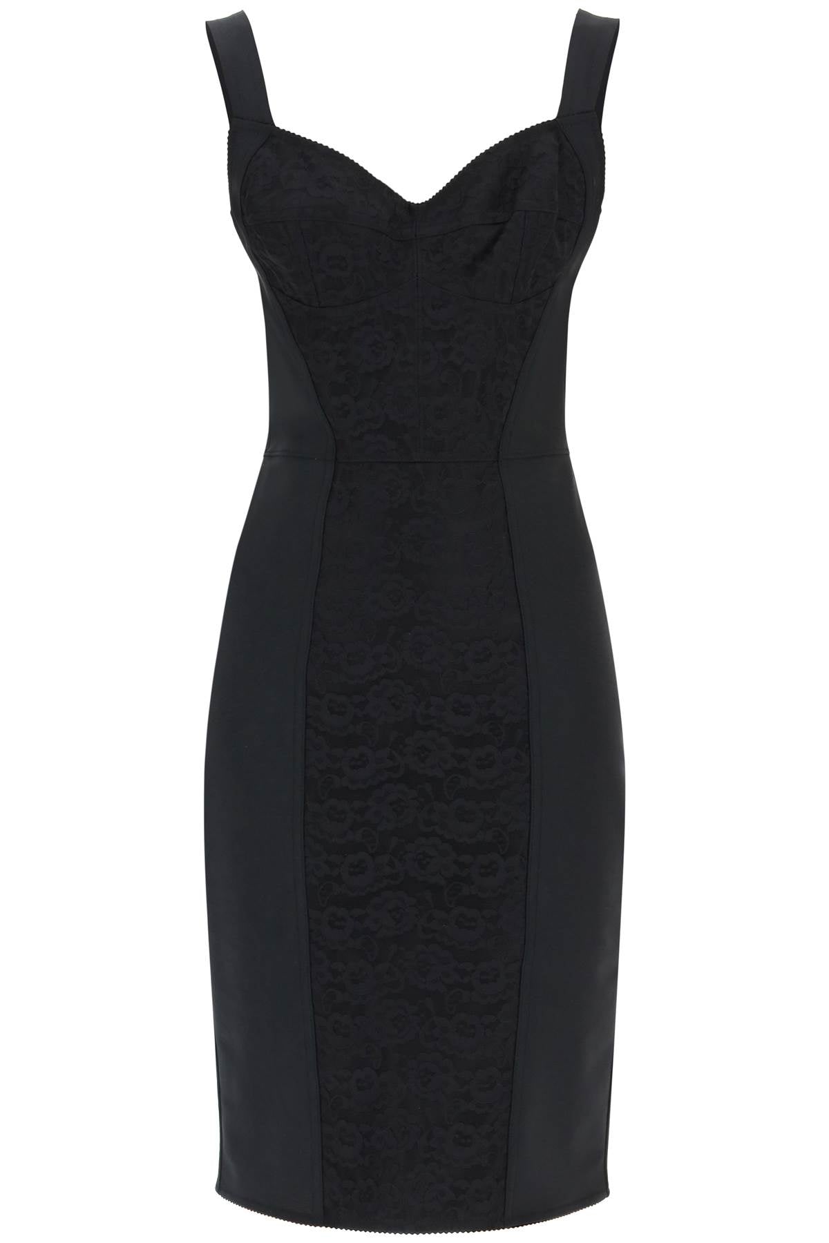 DOLCE & GABBANA Elegant Black Bustier Dress with Lace Insert for Women