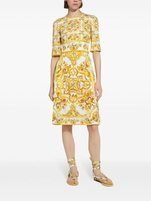 DOLCE & GABBANA Elegant Printed Silk Mini Dress with Side Slits