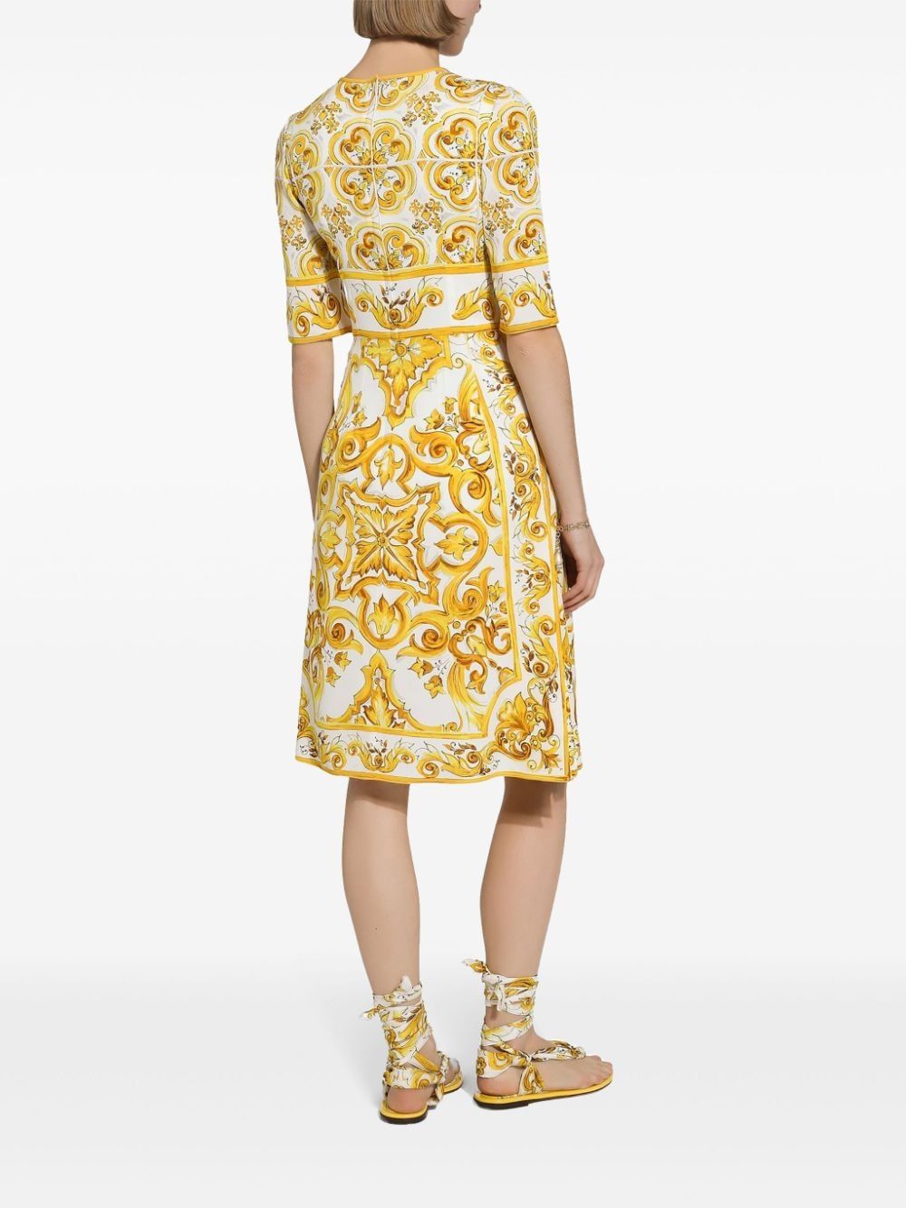 DOLCE & GABBANA Elegant Printed Silk Mini Dress with Side Slits