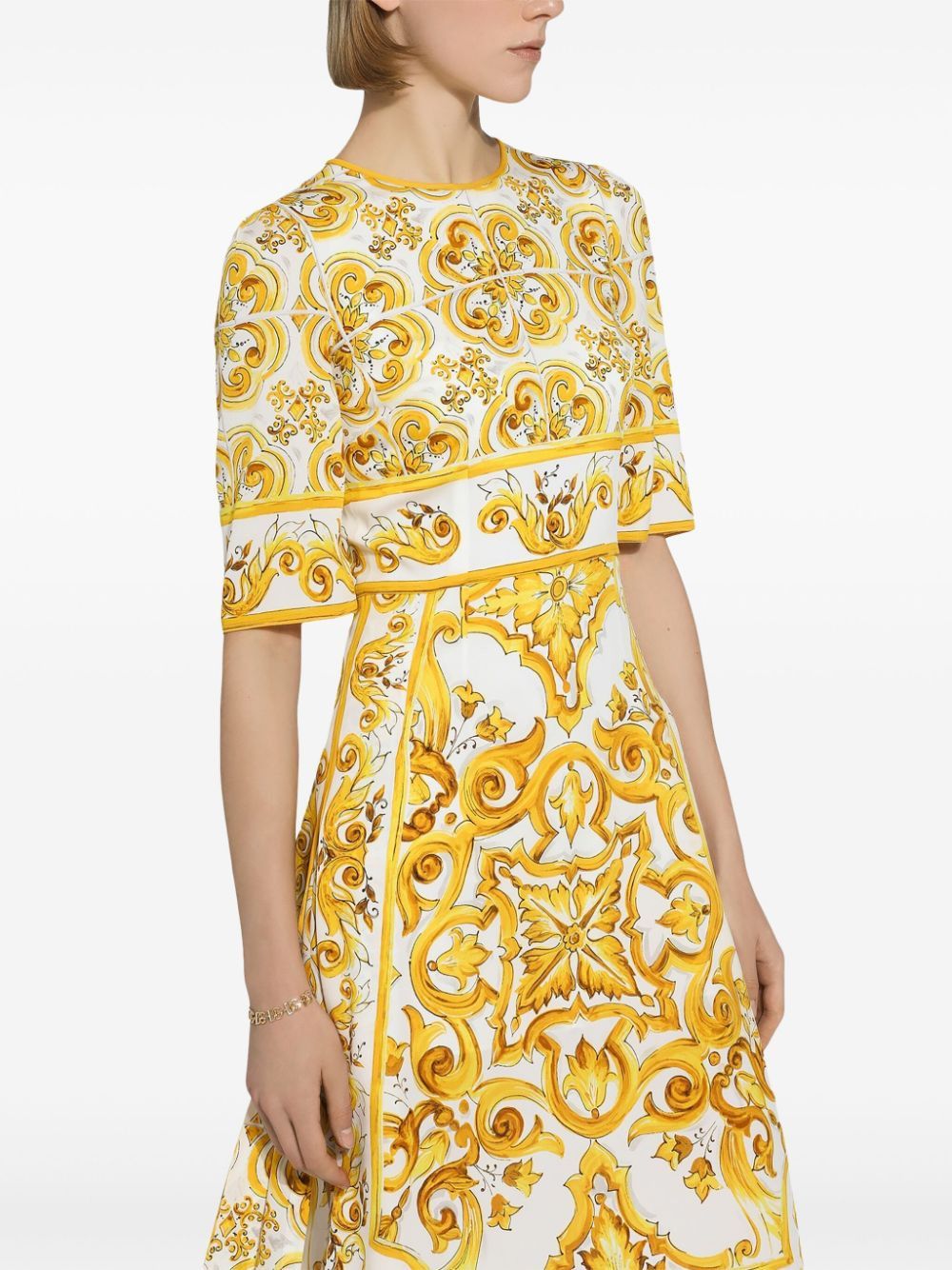 DOLCE & GABBANA Elegant Printed Silk Mini Dress with Side Slits