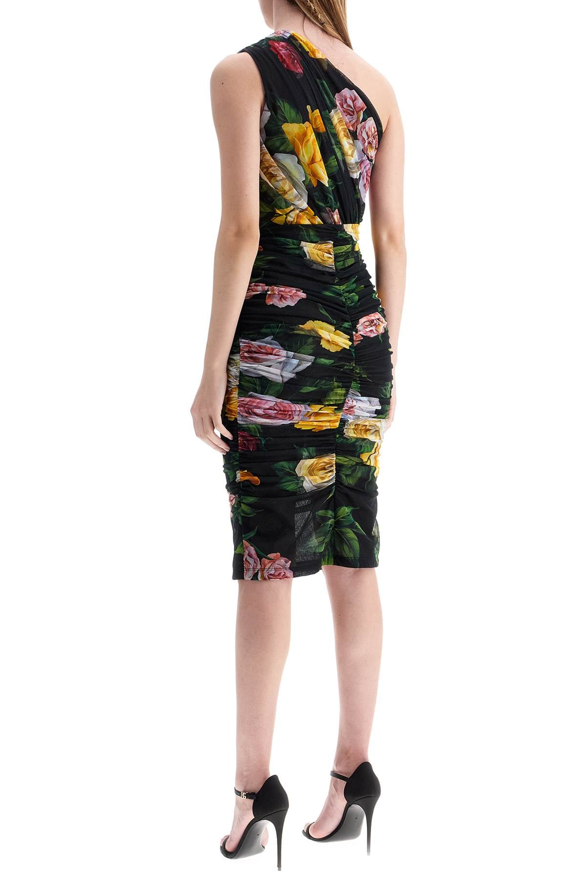 DOLCE & GABBANA Elegant Off-Shoulder Black Floral Dress for Women