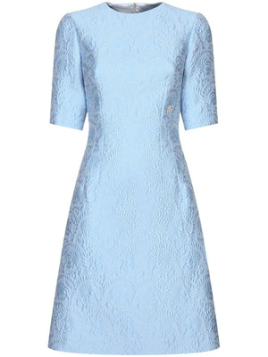 DOLCE & GABBANA Elegant Short Sleeve Brocade Midi Dress