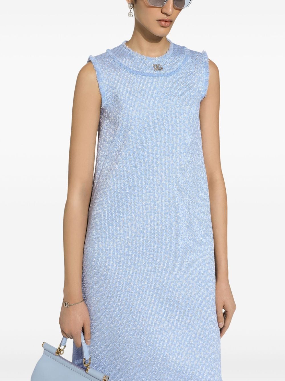 DOLCE & GABBANA Sky Blue Tweed Mini Dress