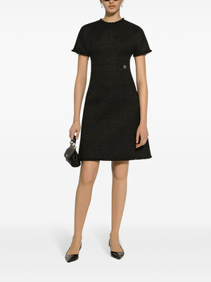 DOLCE & GABBANA Chic Appliqué Logo Bouclé Mini Dress