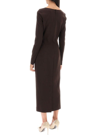 DOLCE & GABBANA Square Neck T-Shirt Dress | Brown Sheath Dress for Women