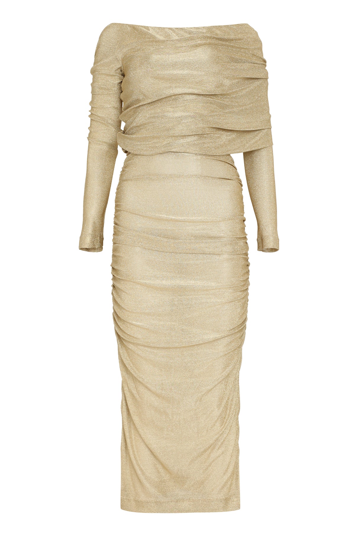 DOLCE & GABBANA Gold Draped Pencil Dress - Fall 2023 Collection