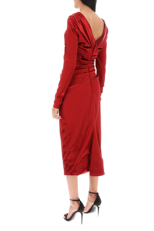 DOLCE & GABBANA Red Draped Satin Midi Dress for Women