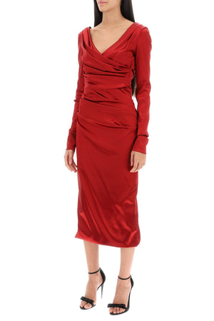 DOLCE & GABBANA Red Draped Satin Midi Dress for Women