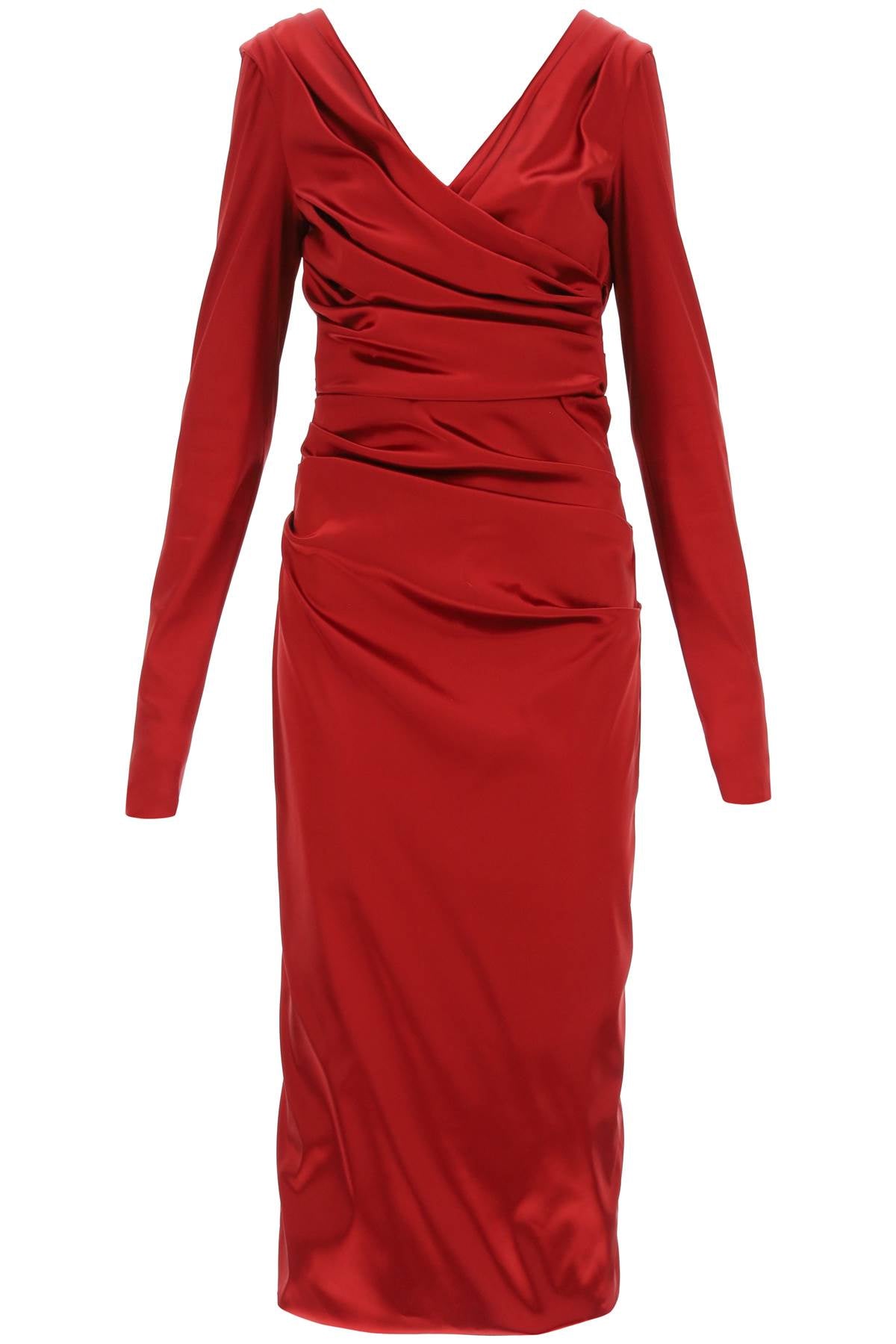 DOLCE & GABBANA Red Draped Satin Midi Dress for Women