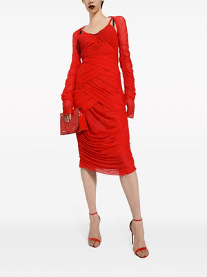 DOLCE & GABBANA Red Draped Dress for Women - Fall/Winter 2023 Collection