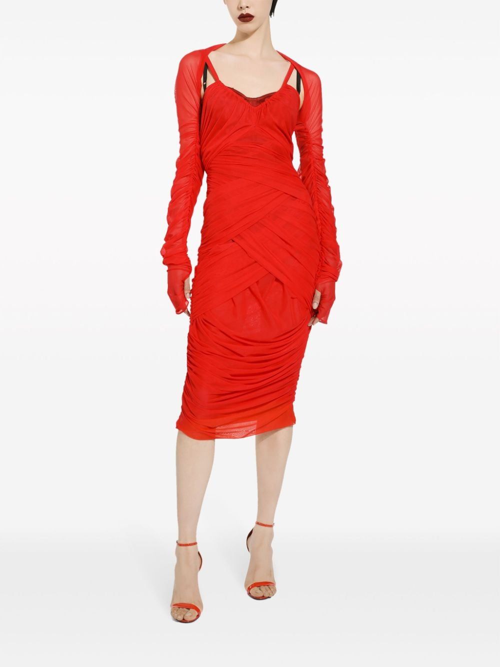 DOLCE & GABBANA Red Draped Dress for Women - Fall/Winter 2023 Collection