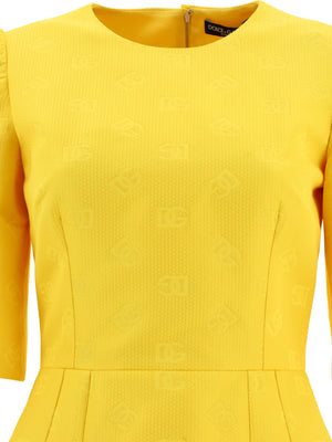DOLCE & GABBANA Stylish Yellow 'DG' Motif Dress for Women - SS24 Collection