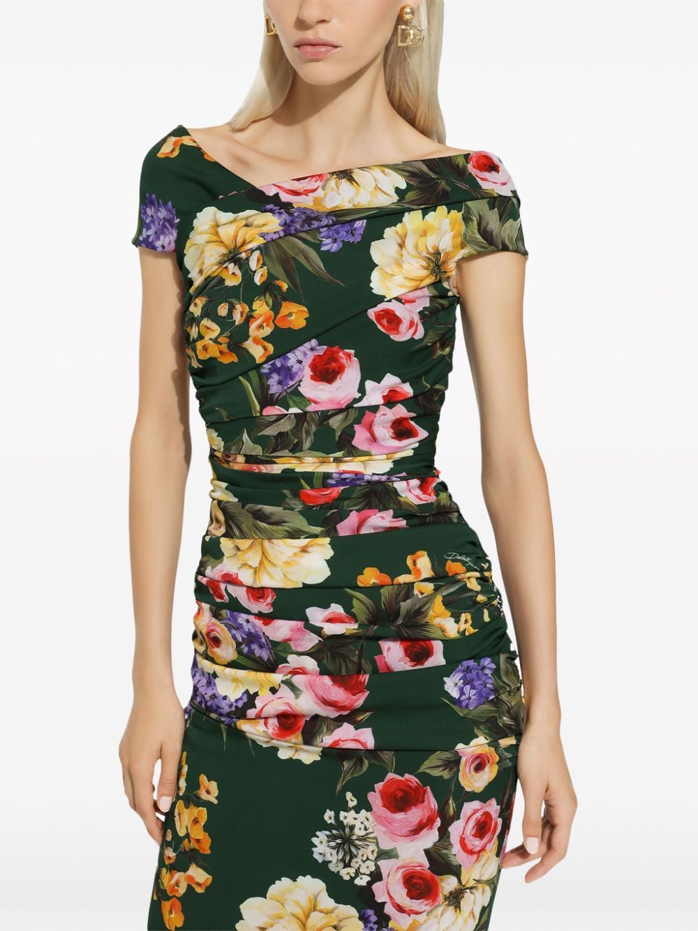 DOLCE & GABBANA Green Floral Draped Vest for Women in SS24 Collection