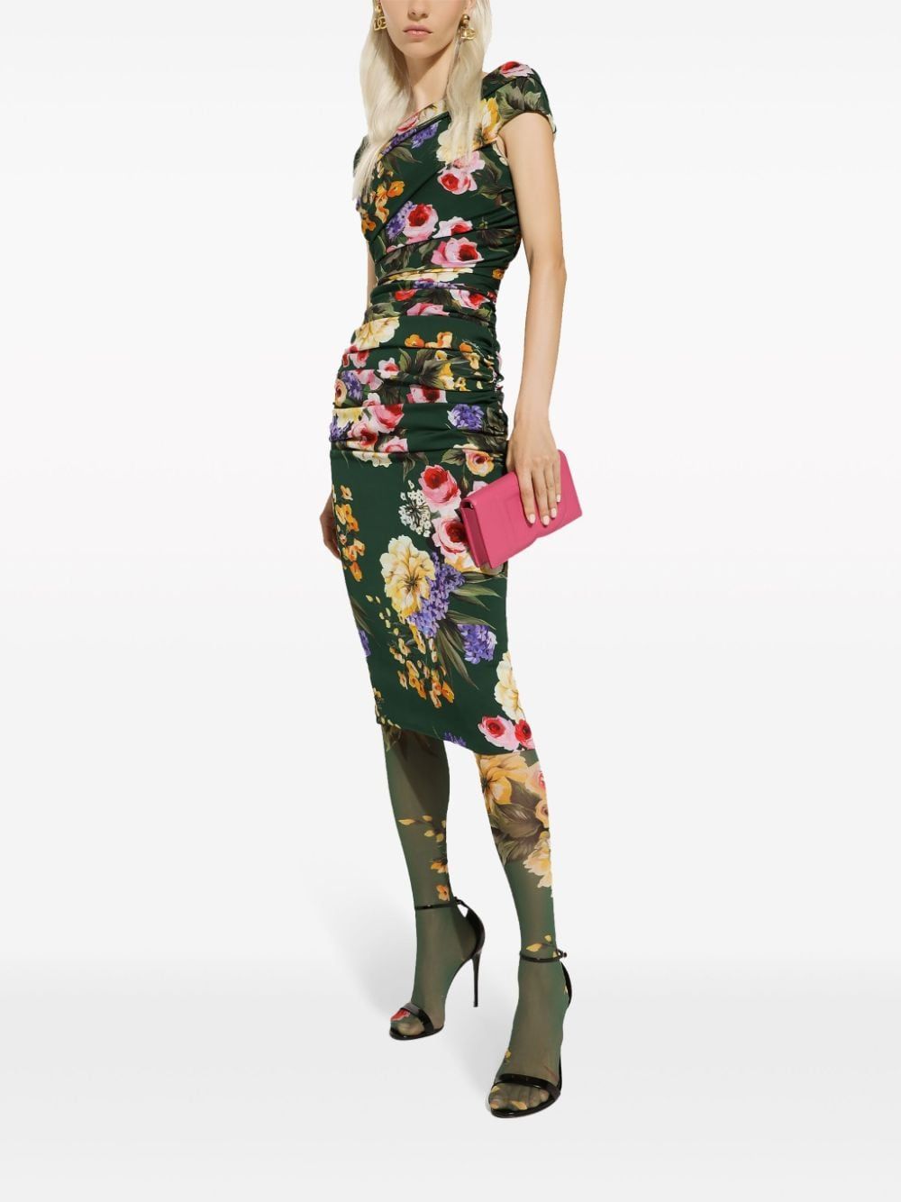 DOLCE & GABBANA Green Floral Draped Vest for Women in SS24 Collection