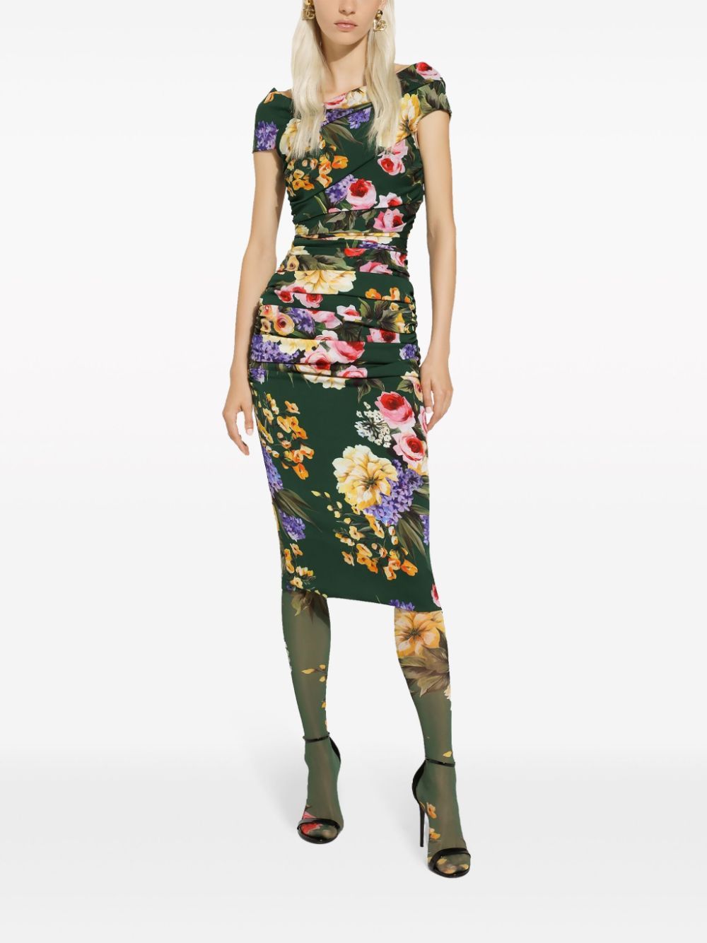 DOLCE & GABBANA Green Floral Draped Vest for Women in SS24 Collection