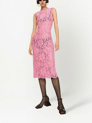 DOLCE & GABBANA Pink Crepe Petticoat Dress for Women: SS23 Collection