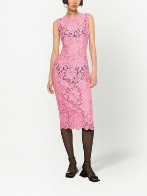 DOLCE & GABBANA Pink Crepe Petticoat Dress for Women: SS23 Collection