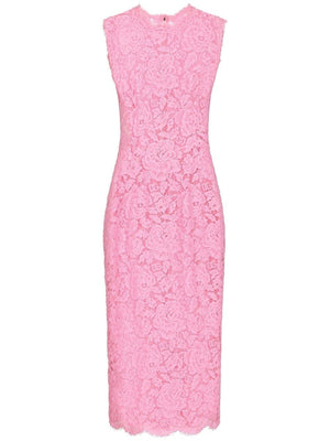 DOLCE & GABBANA Pink Crepe Petticoat Dress for Women: SS23 Collection