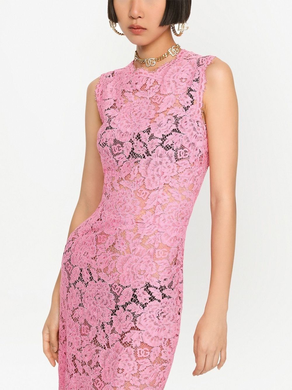 DOLCE & GABBANA Pink Crepe Petticoat Dress for Women: SS23 Collection