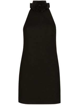 DOLCE & GABBANA Sleek Black Wool Mini Dress for Women