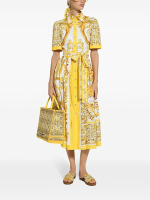 DOLCE & GABBANA Majolica Print Cotton Shirt Dress