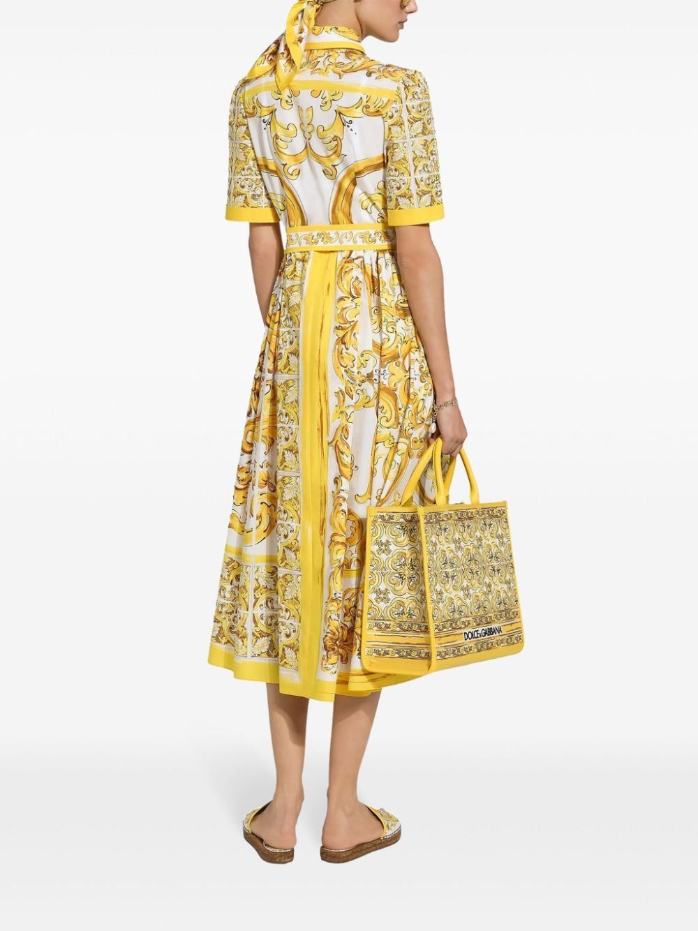 DOLCE & GABBANA Majolica Print Cotton Shirt Dress