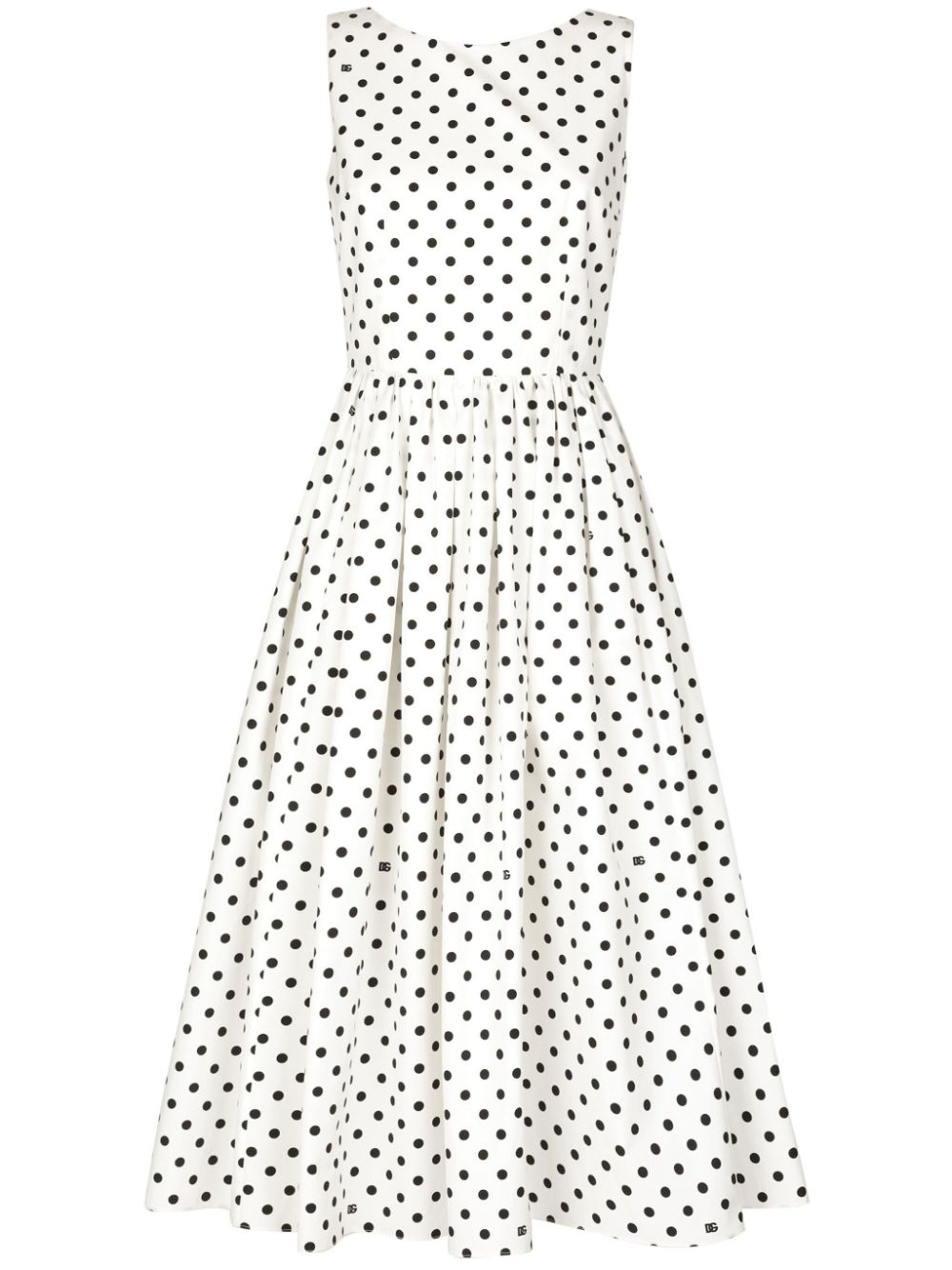 DOLCE & GABBANA Chic Polka Dot Midi Cotton Dress