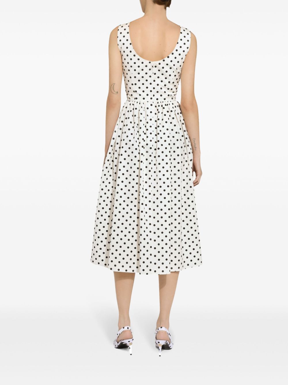 DOLCE & GABBANA Chic Polka Dot Midi Cotton Dress