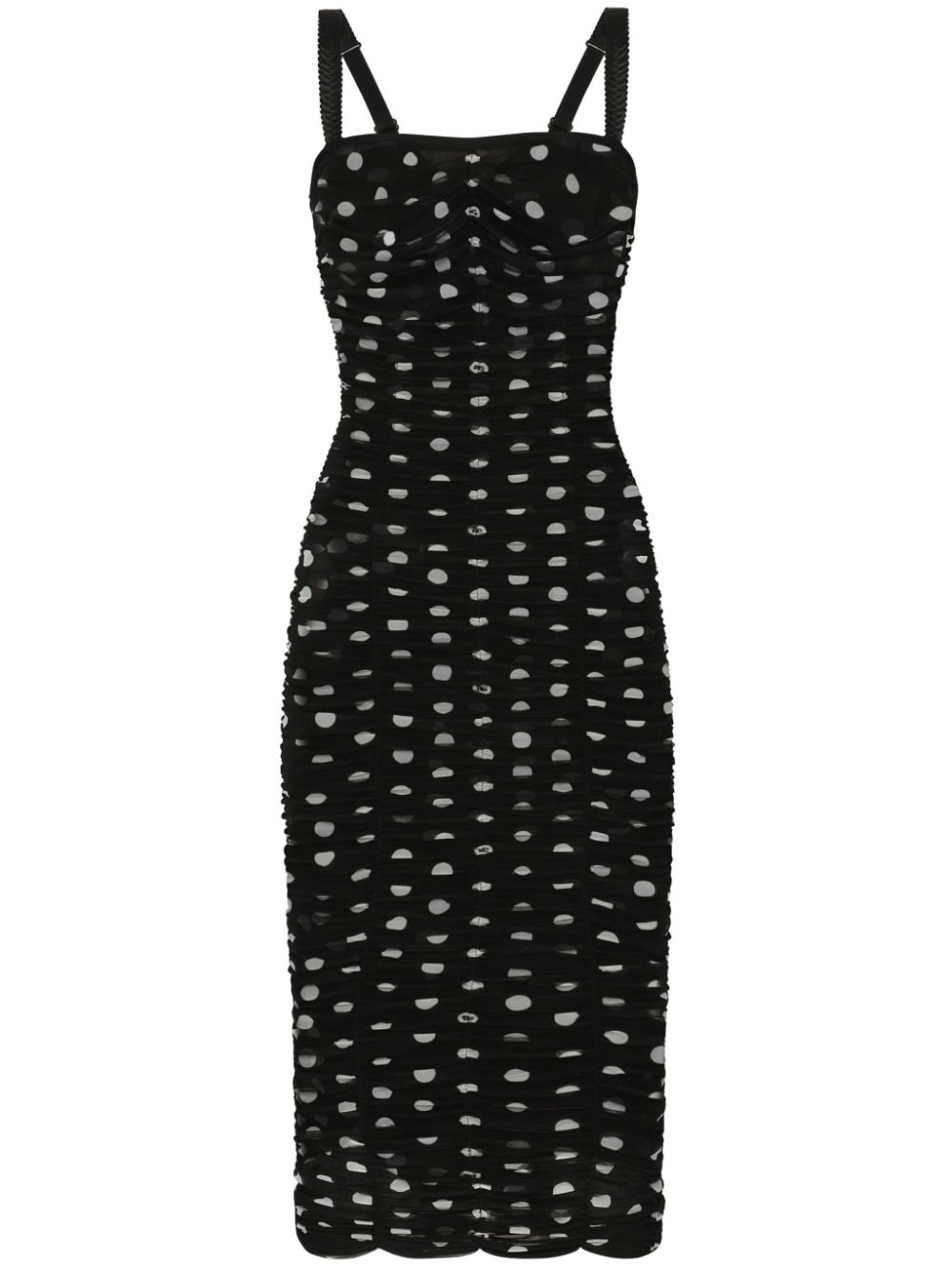 DOLCE & GABBANA Elegant Polka Dot Midi Dress