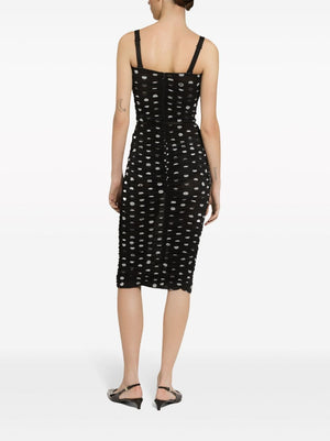 DOLCE & GABBANA Elegant Polka Dot Midi Dress