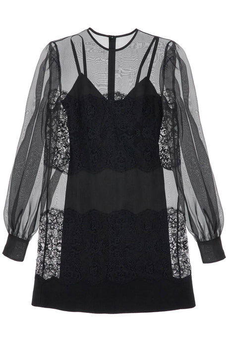 DOLCE & GABBANA Mini Light Knit and Lace Dress