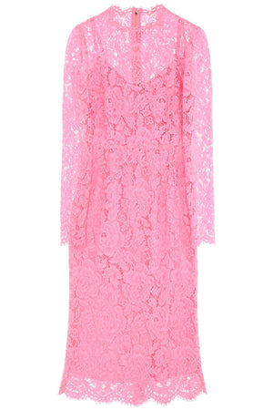 DOLCE & GABBANA Floral Corded Lace Midi Dress in Pink for Women