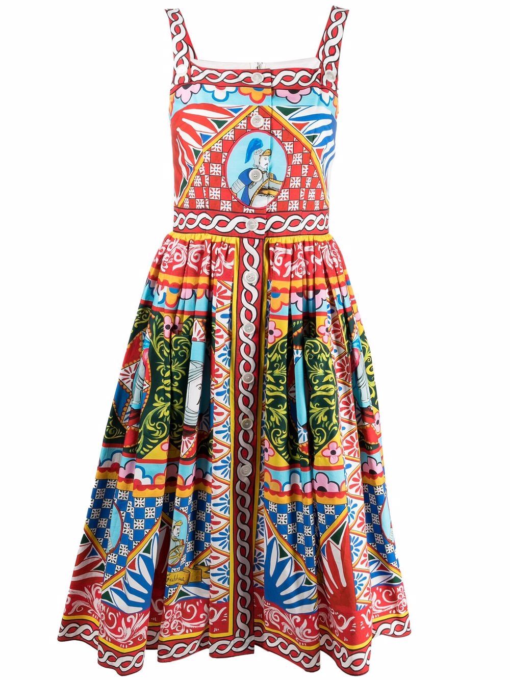 DOLCE & GABBANA Multicolor A-Line Sleeveless Cotton Dress