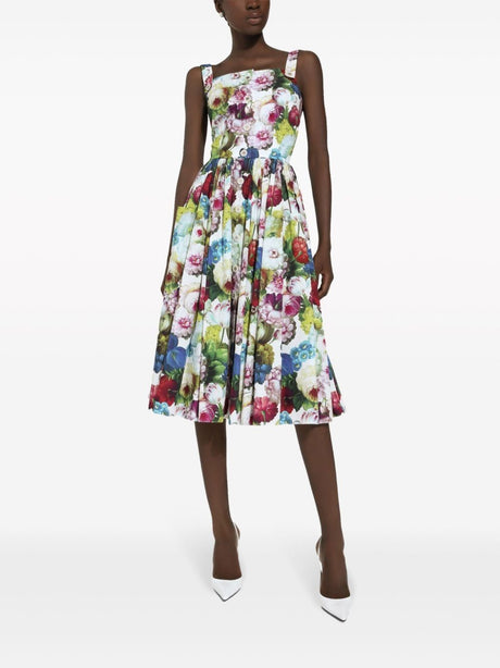 Stunning Floral Print Cotton Midi Dress for Women