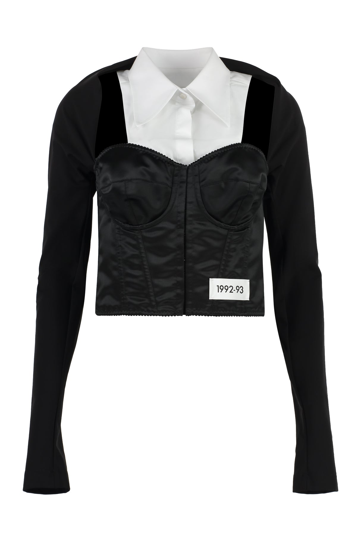 DOLCE & GABBANA Black Corset Top with White Cotton Collar Insert for Women in SS23