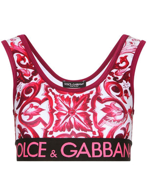 DOLCE & GABBANA Majestic Maiolica Print Crop Top