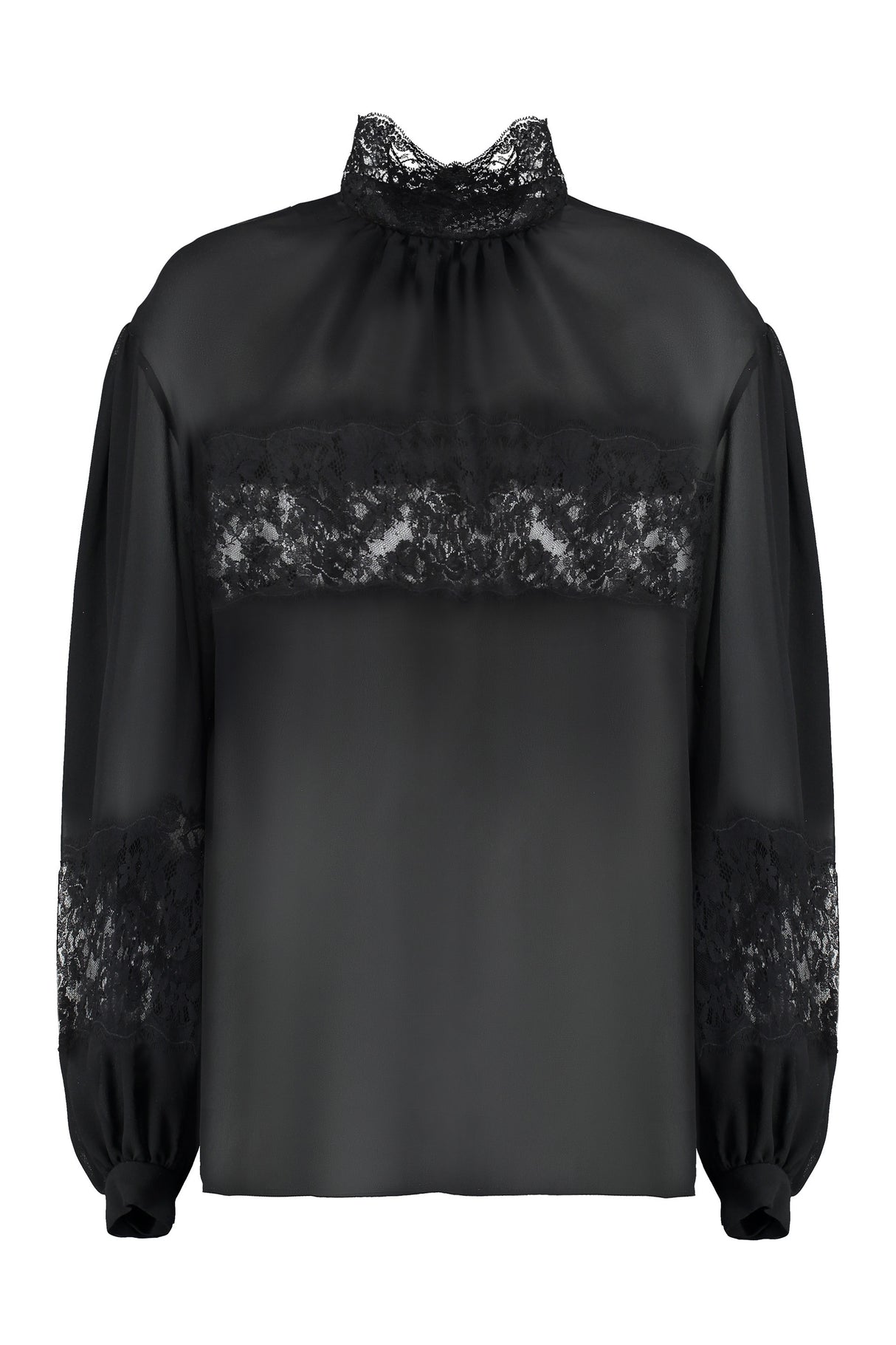 Elegant Black Lace and Georgette Blouse for Women