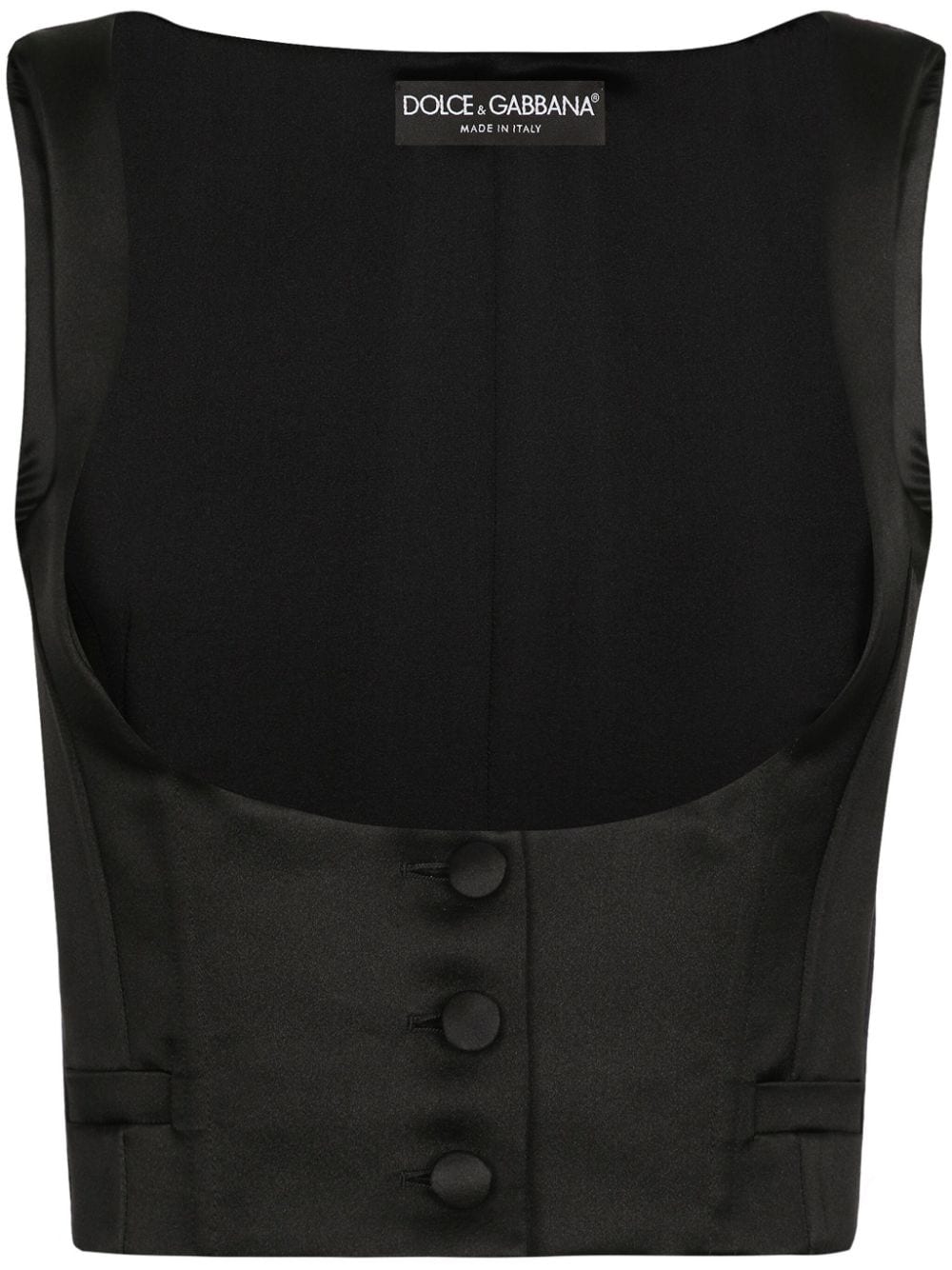 DOLCE & GABBANA Satin Finish Front Button Sleeveless Sweater