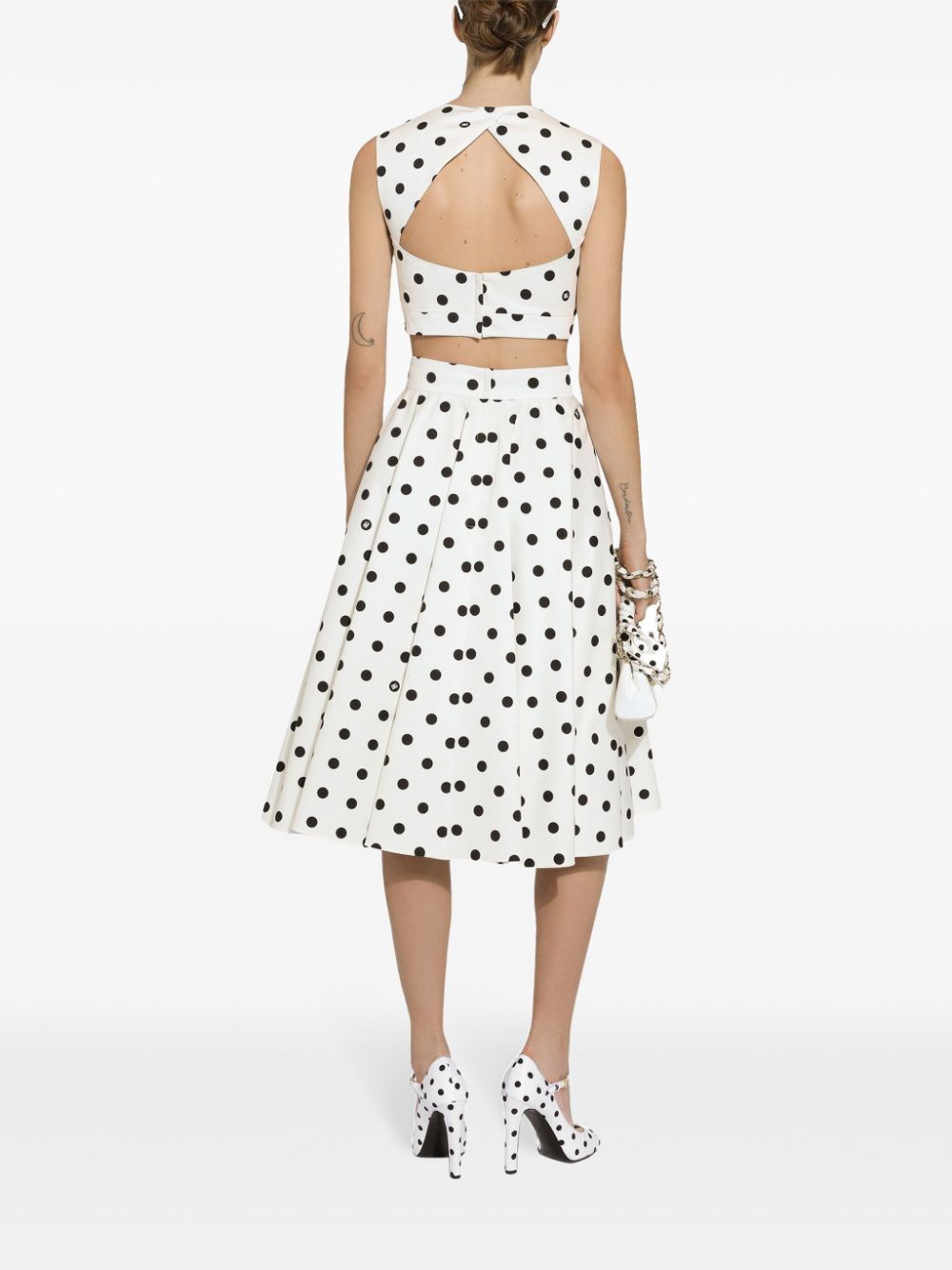 DOLCE & GABBANA Polka Dot Sweetheart Sleeveless Crop Top