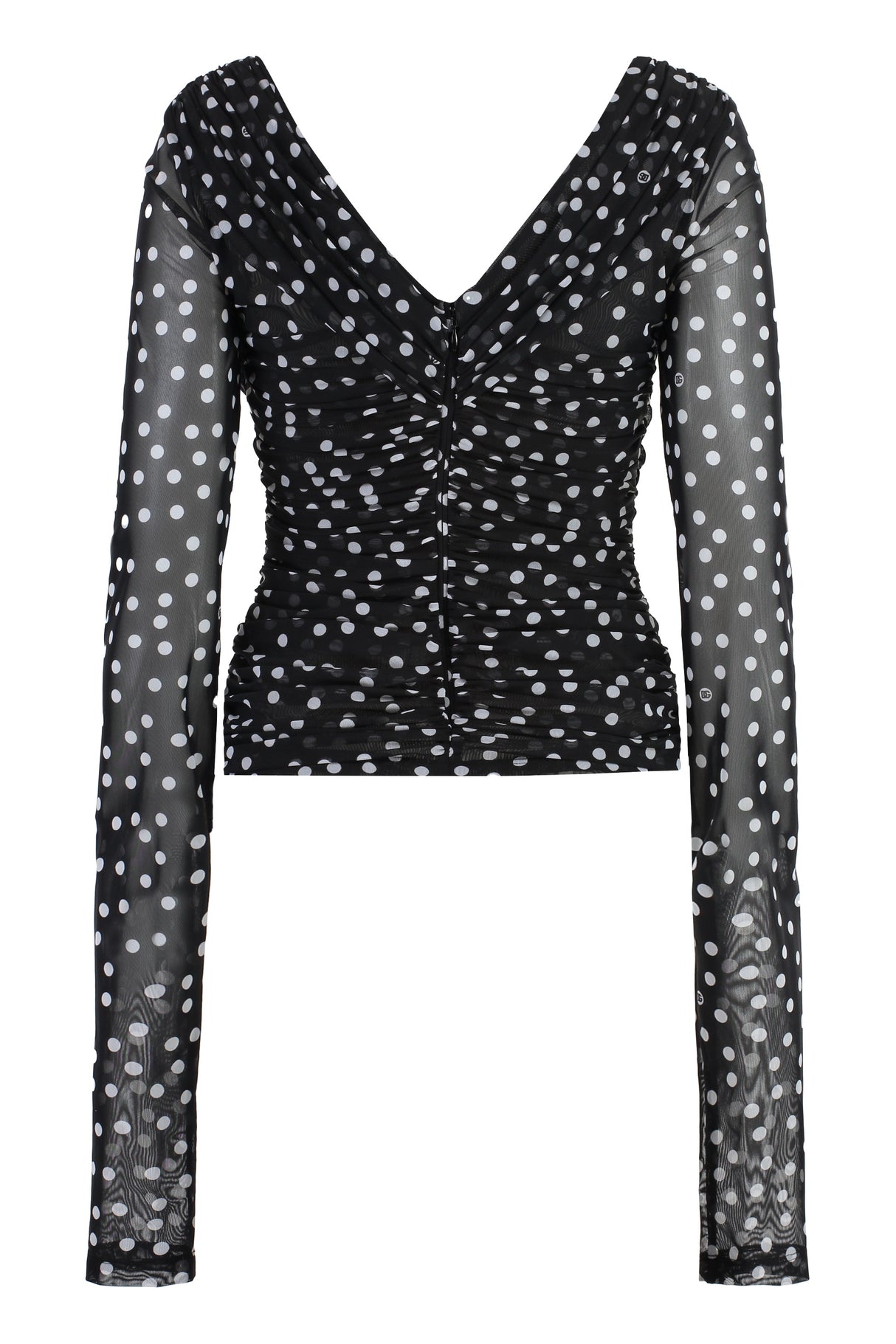 DOLCE & GABBANA Chic Crossover Polka Dot Draped Top