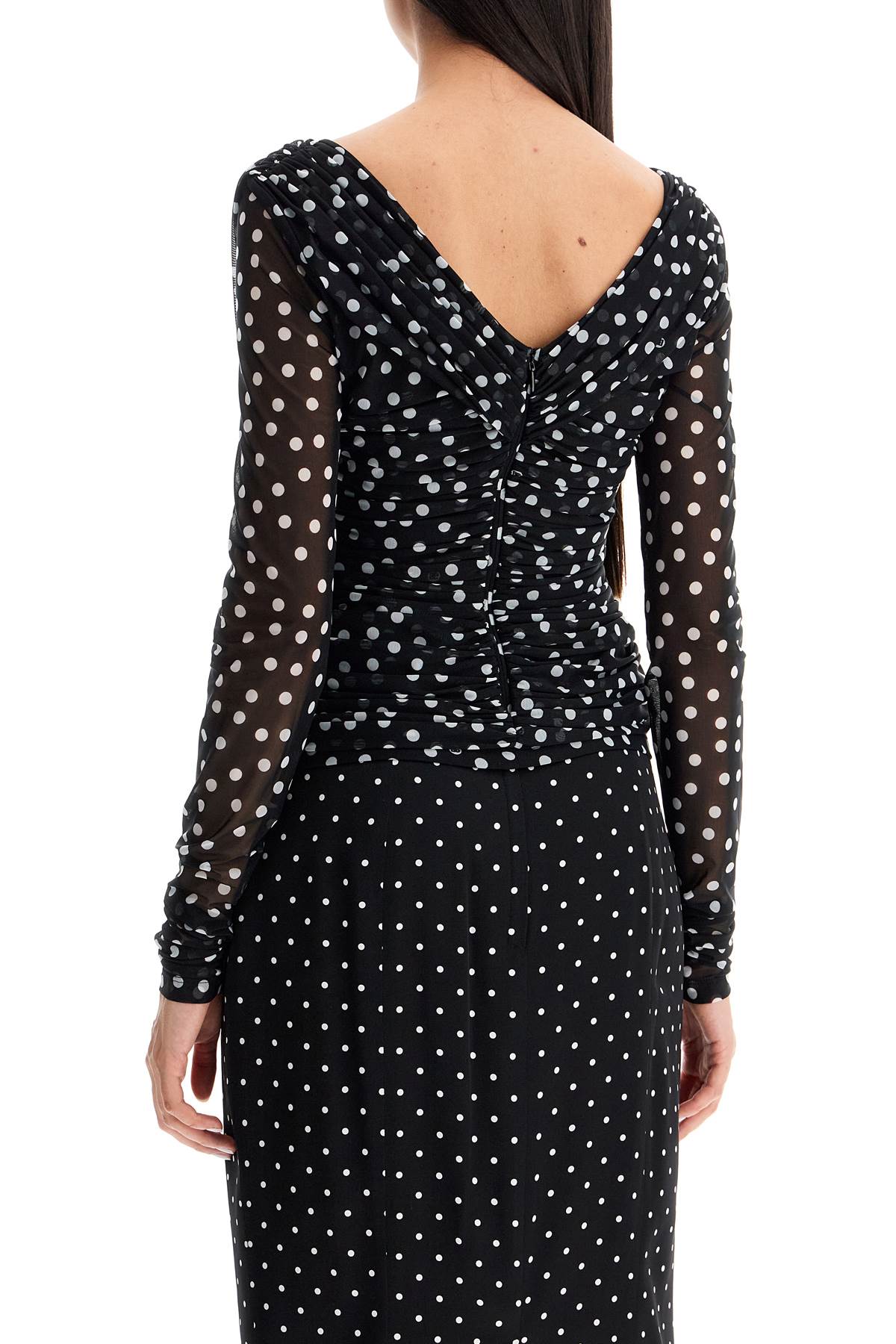 DOLCE & GABBANA Chic Crossover Polka Dot Draped Top