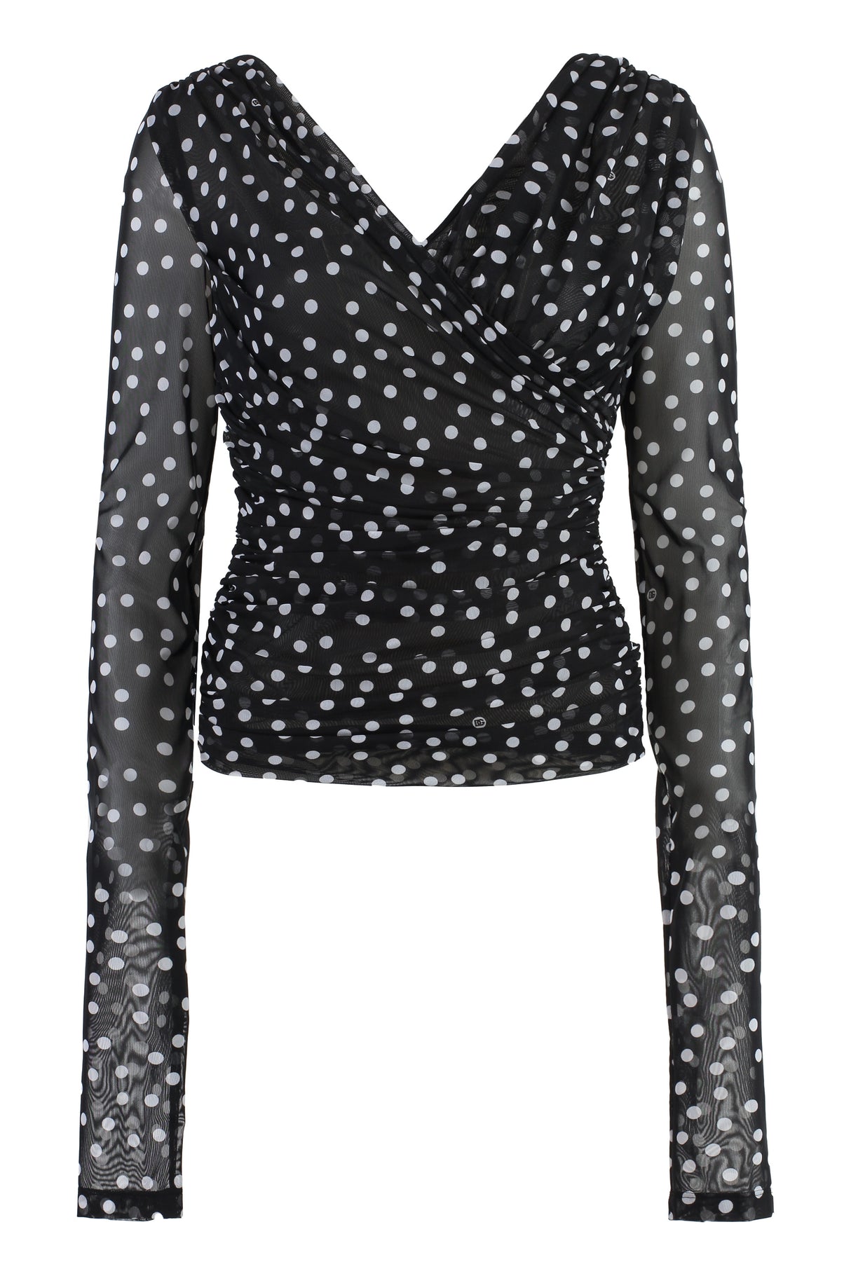 DOLCE & GABBANA Chic Crossover Polka Dot Draped Top