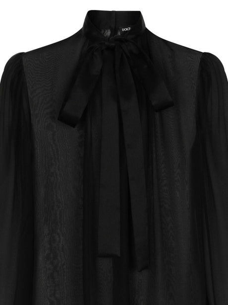 DOLCE & GABBANA Silk Crepe Textured Halterneck Shirt