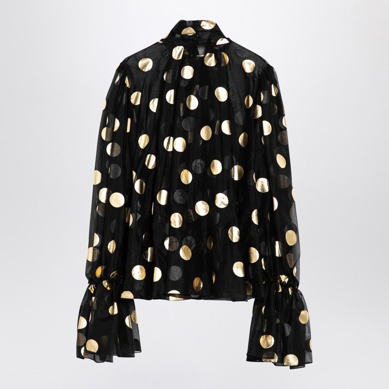 DOLCE & GABBANA  SILK Light Knit LAMé POLKA DOT BLOUSE