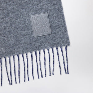 LOEWE Two-Tone Wool and Cashmere Scarf with Decorative Fringes