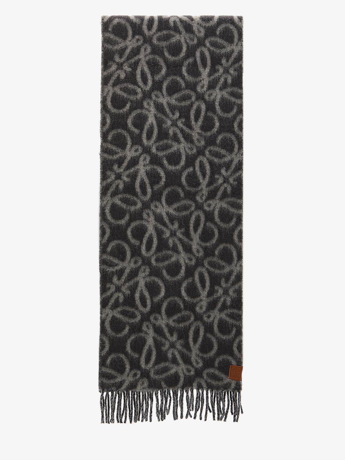 LOEWE Elegant Grey and Black Alpaca Blend Scarf 37x200cm