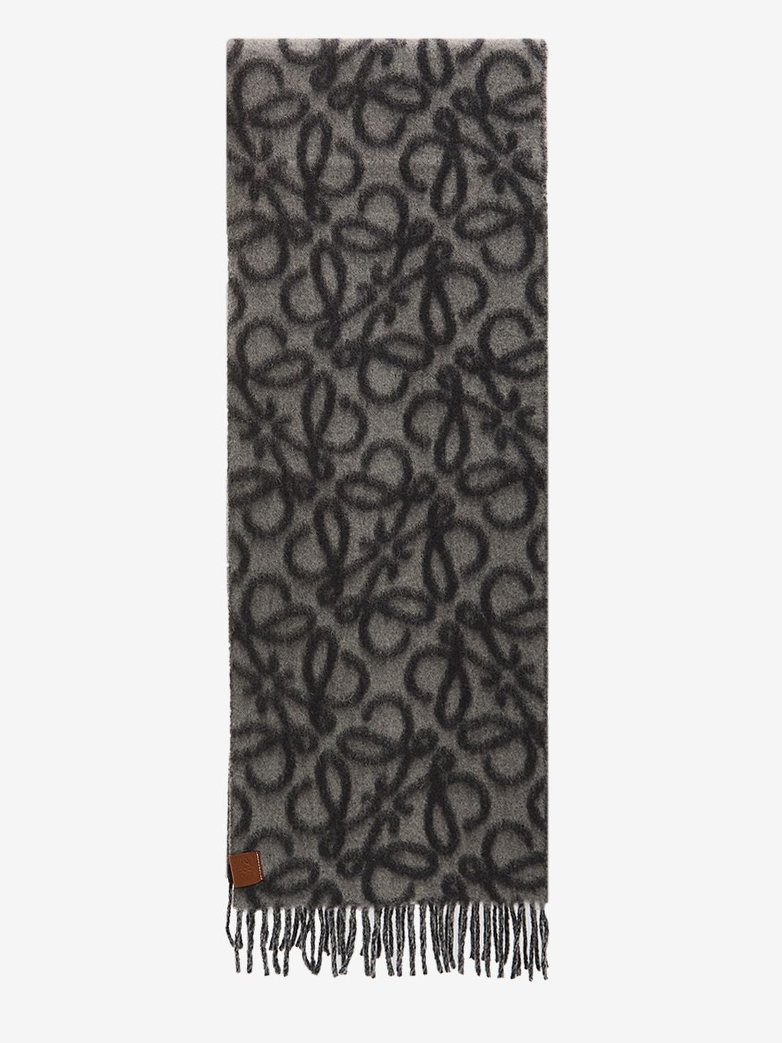 Khăn quàng cổ pha lông alpaca màu xám và đen 37x200cm