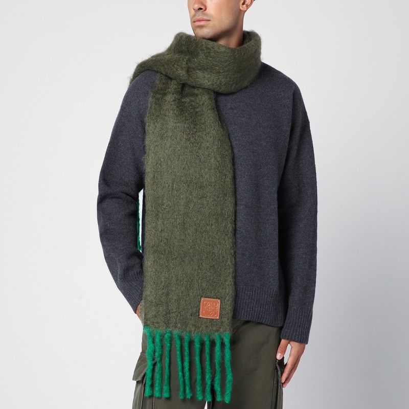 LOEWE Mohair and Wool Blend Scarf with Decorative Fringes