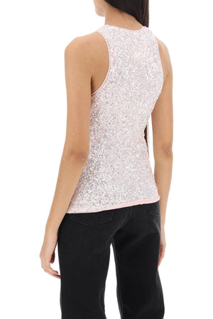 Áo top 3D sequin màu hồng và tím cho phụ nữ - Bộ sưu tập SS24